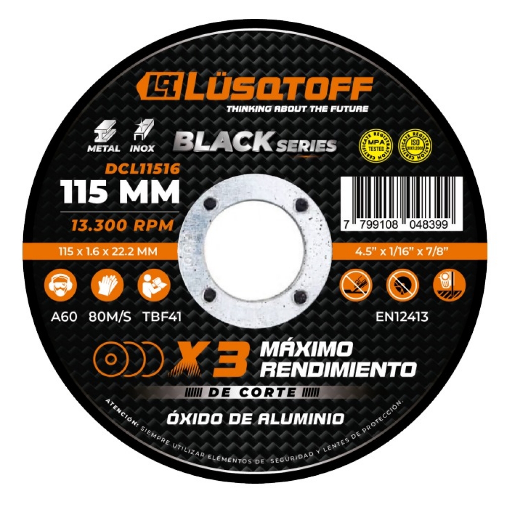 Disco de corte DCL11516 p/metal / ac.inox. LUSQTOF