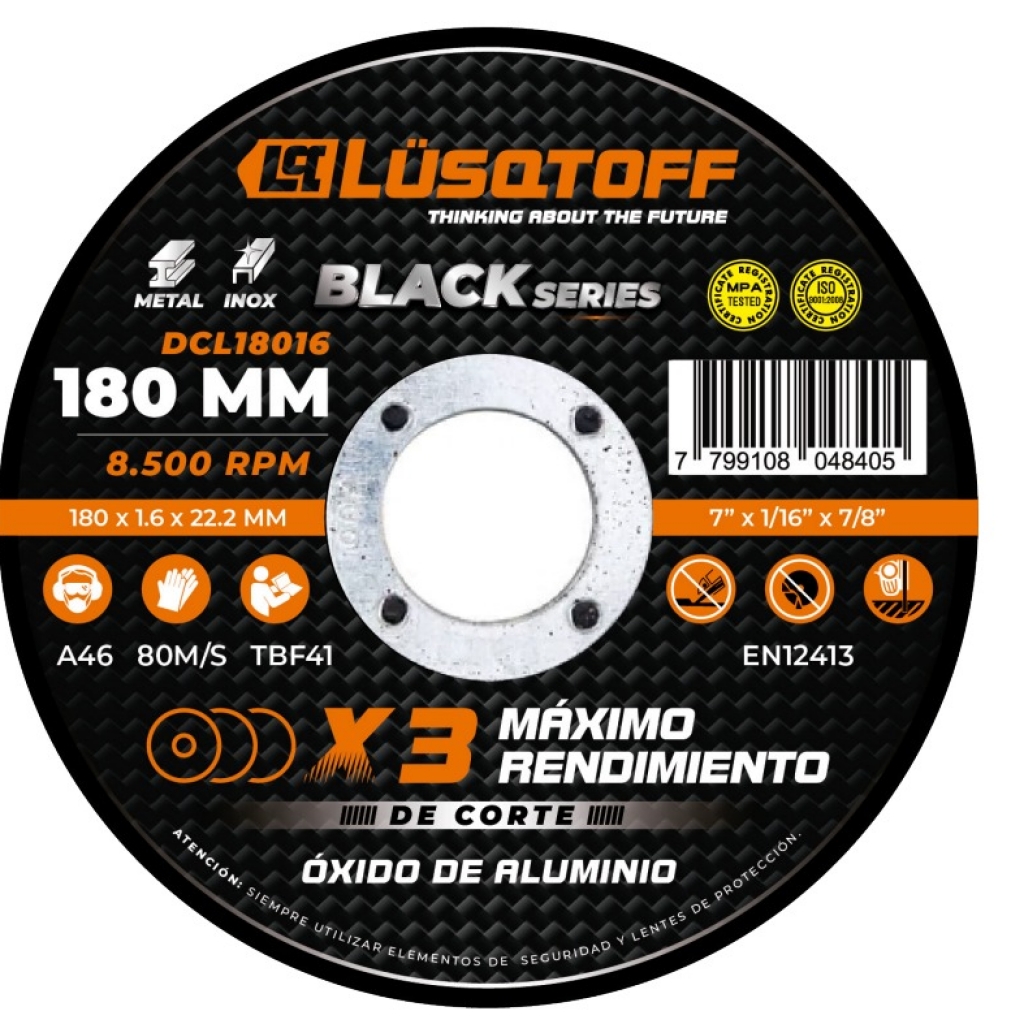 Disco de corte DCL18016 p/metal / ac.inox. LUSQTOF